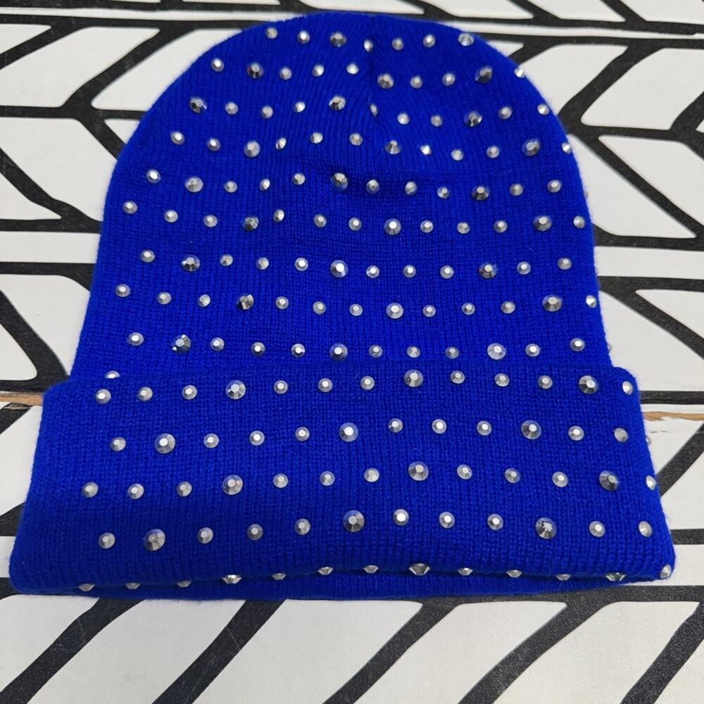 Blue Beanie with Rhinestones - Picture 2 of 5